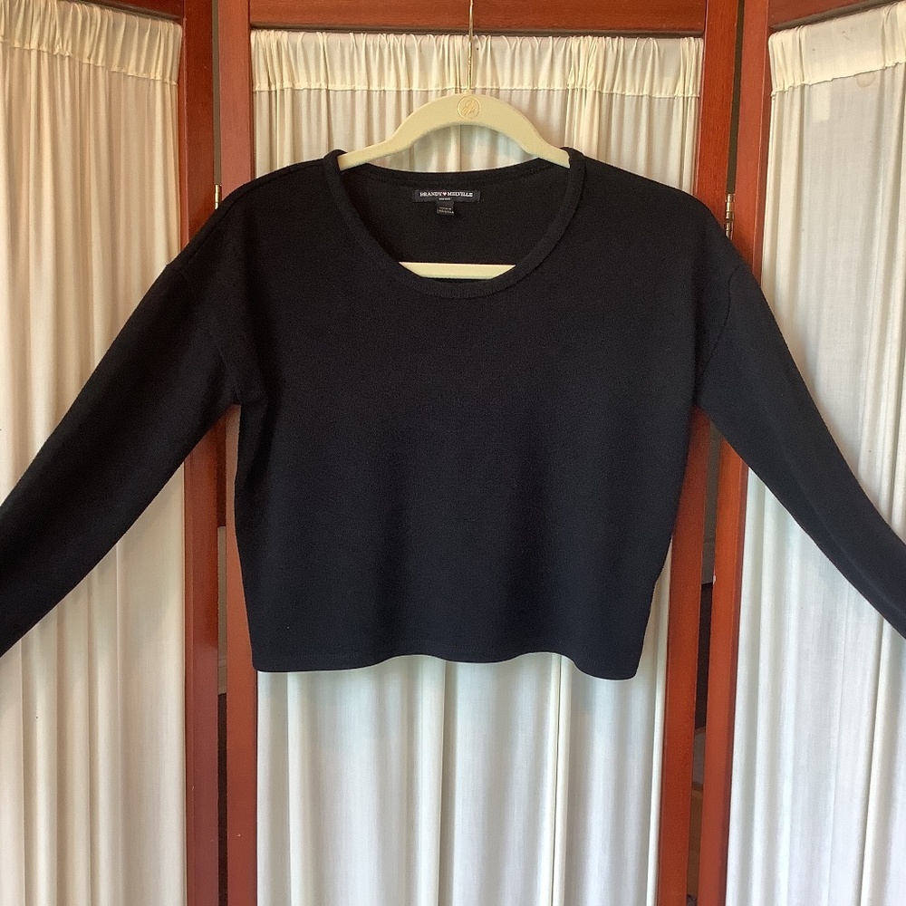Brandy Melville Black Long Sleeve Crop Top One Size